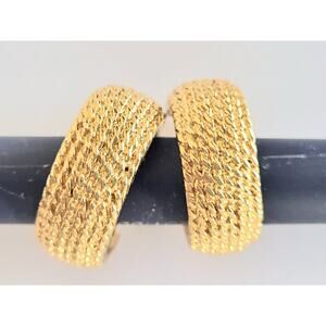 Monet Vintage Hoop Earrings Gold Clip on